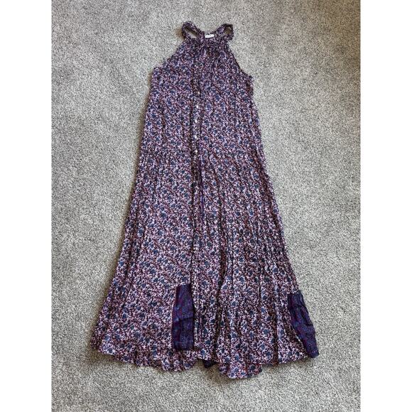 Poupette St Barth Gauze Floral Maxi Swimsuit Cover Sheer Medium Purple Dress - Picture 1 of 14